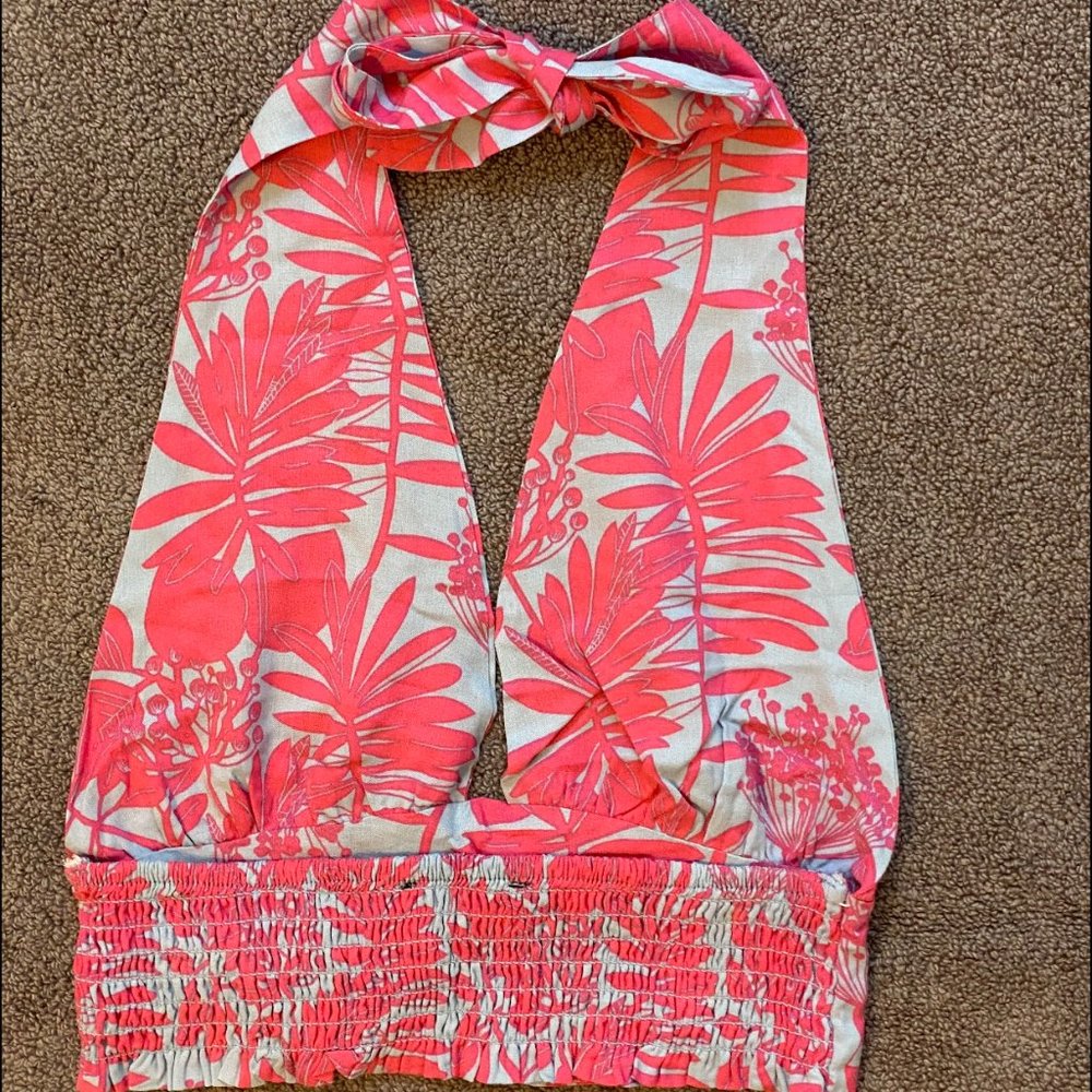 Kendall + Kylie Pink and Blue Halter Top